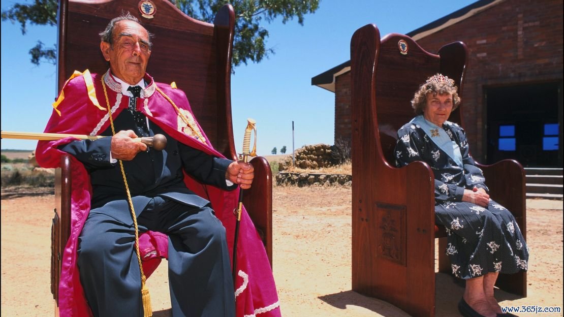 Prince Leonard Casley, pictured in 1998 with his French-born wife, Princess Shirley. 